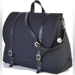 PacaPod Moab Diaper Bag - Carbon Grey wool with leather trim​